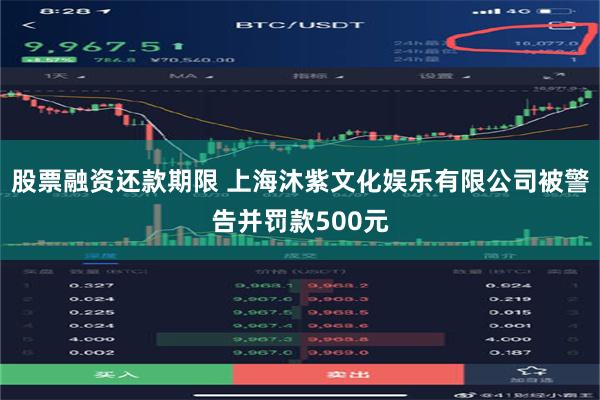 股票融资还款期限 上海沐紫文化娱乐有限公司被警告并罚款500元