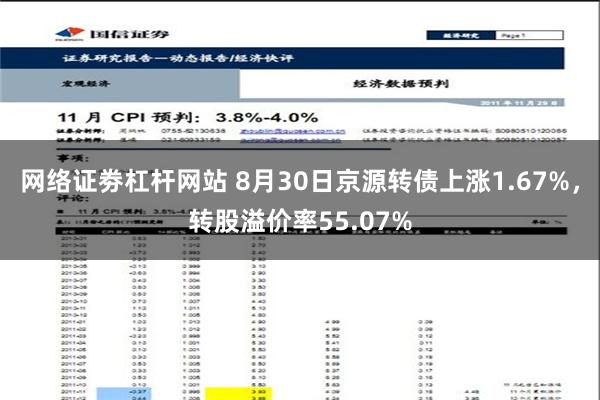 网络证劵杠杆网站 8月30日京源转债上涨1.67%，转股溢价率55.07%