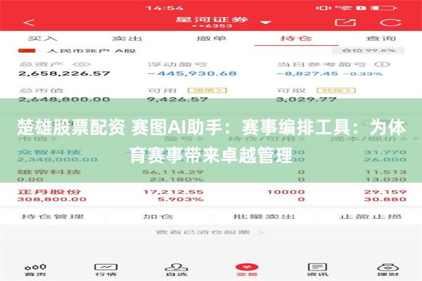 楚雄股票配资 赛图AI助手：赛事编排工具：为体育赛事带来卓越管理