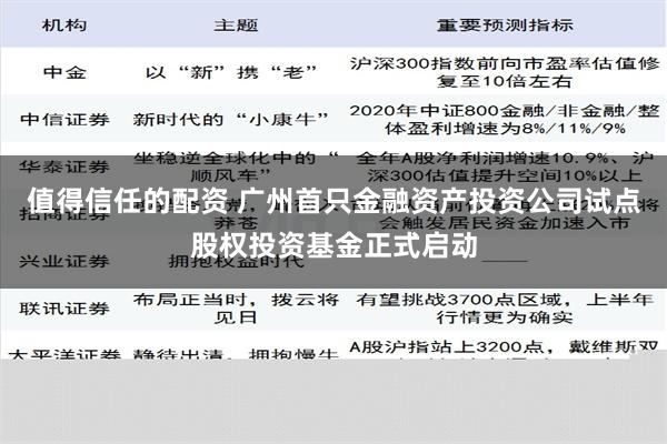 值得信任的配资 广州首只金融资产投资公司试点股权投资基金正式启动